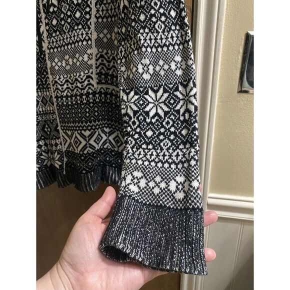 WOOLRICH Women's Black White Snowflake Geometric Knit High Neck Sweater XL Read - Picture 7 of 10